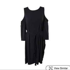 Calvin Klein Black Cold-Shoulder Tie Belt Dress